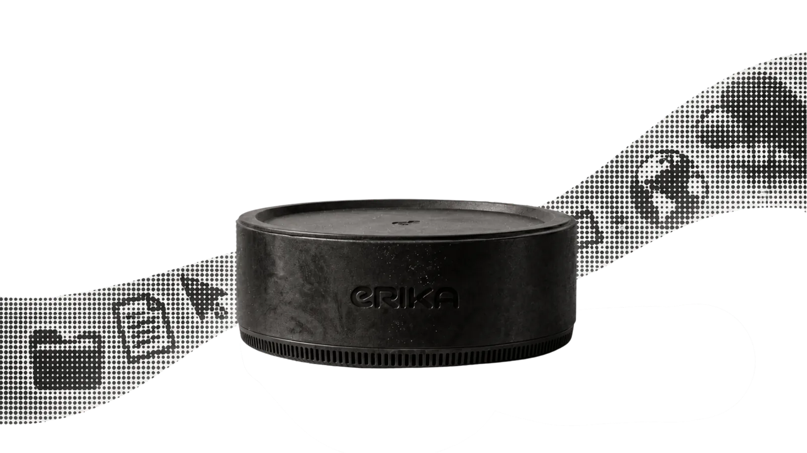The ERIKA computer crossing a dotted current of files, actions, and people