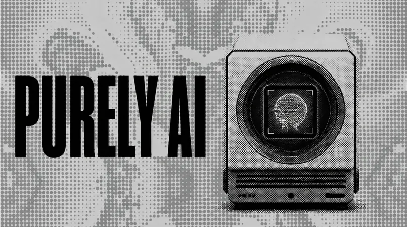 An AI resident framed inside a machine aperture